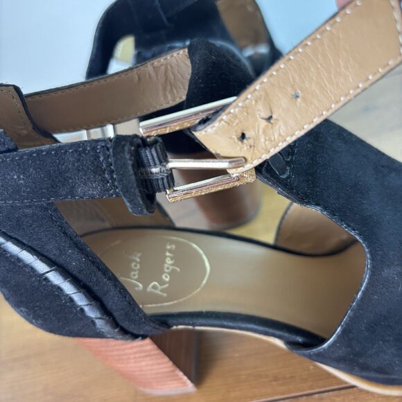 Jack Rogers Cameron Sandals Black Suede Open Toe Ankle Strap Block Heel Wms 6.5 - Picture 10 of 12